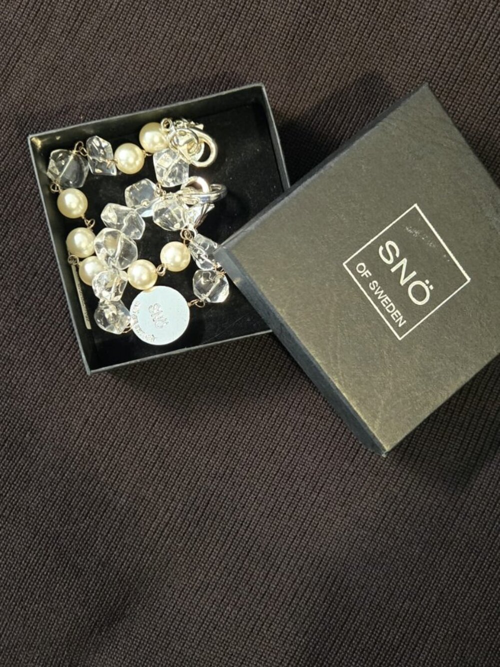 SNÖ of Sweden Crystal Pearl Convertible Necklace Bracelet Set